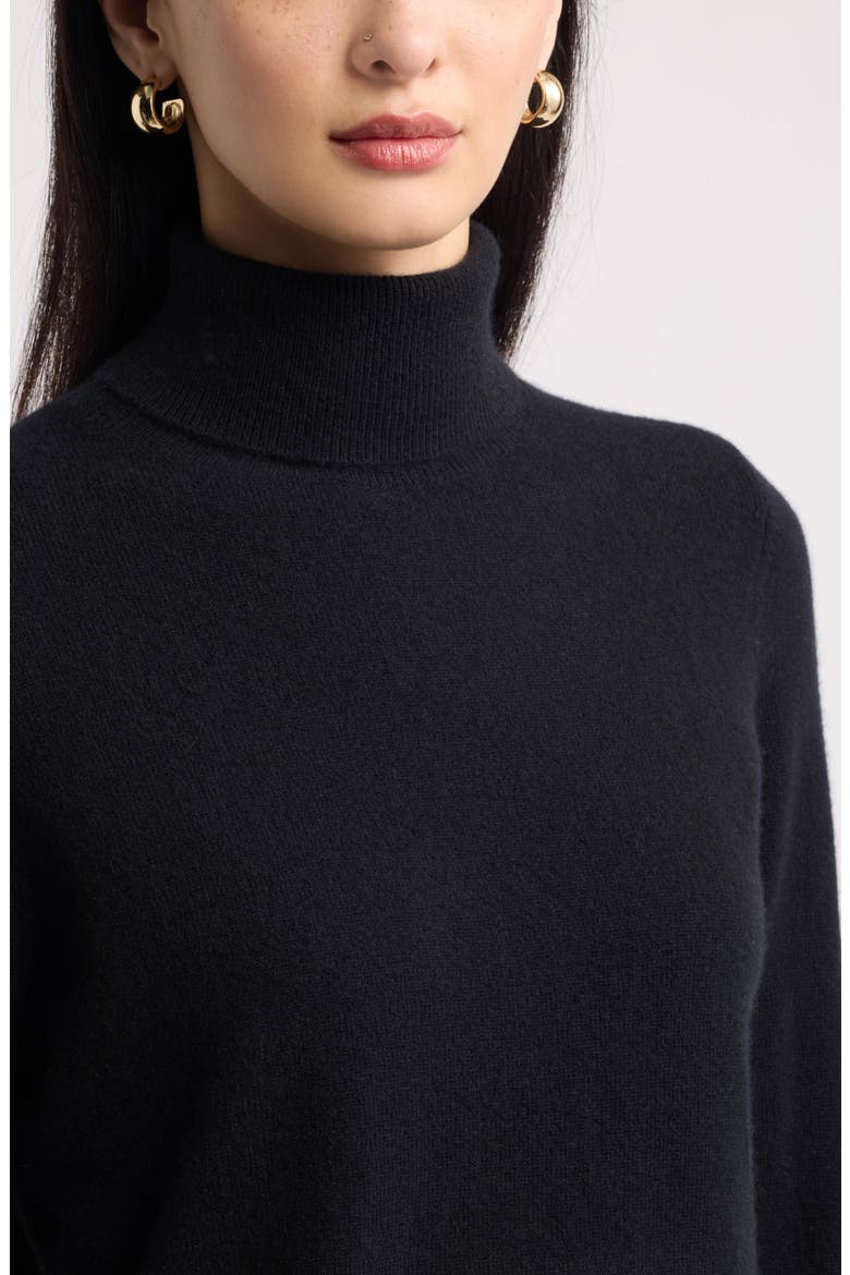 Classic Cashmere Turtleneck Sweater, Alternate, color, BLACK ROCK