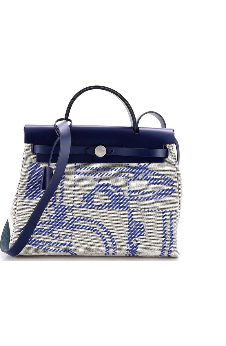 Pre-Owned Hermes Herbag Zip Relief Brides de Gala Toile and Leather 31, Main, color, Bleu Saphir