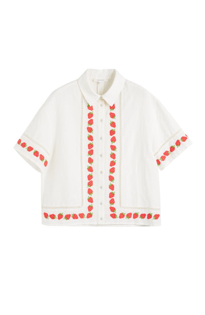Chinti & Parker Linen-Blend Strawberry Shirt, Alternate, color, Cream
