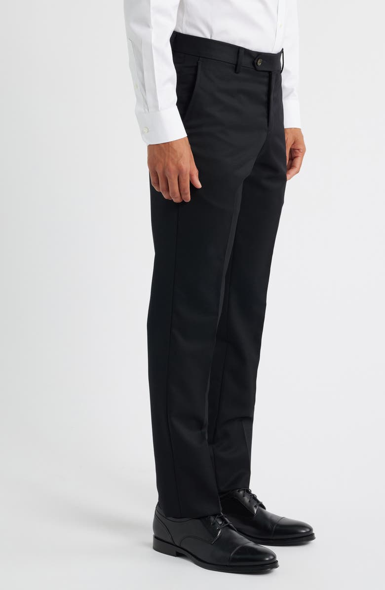 Berle Slim Fit Flat Front Super 100s Wool Dress Pants, Alternate, color, Black