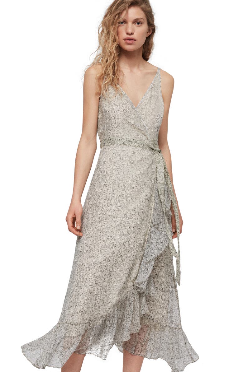 AllSaints Dayla Speckle Wrap Sundress, Alternate, color,