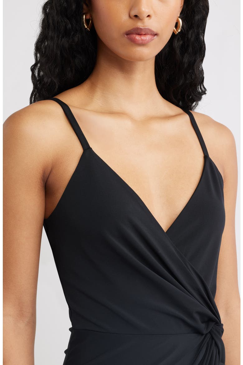 Side Twist Midi Dress, Alternate, color, BLACK