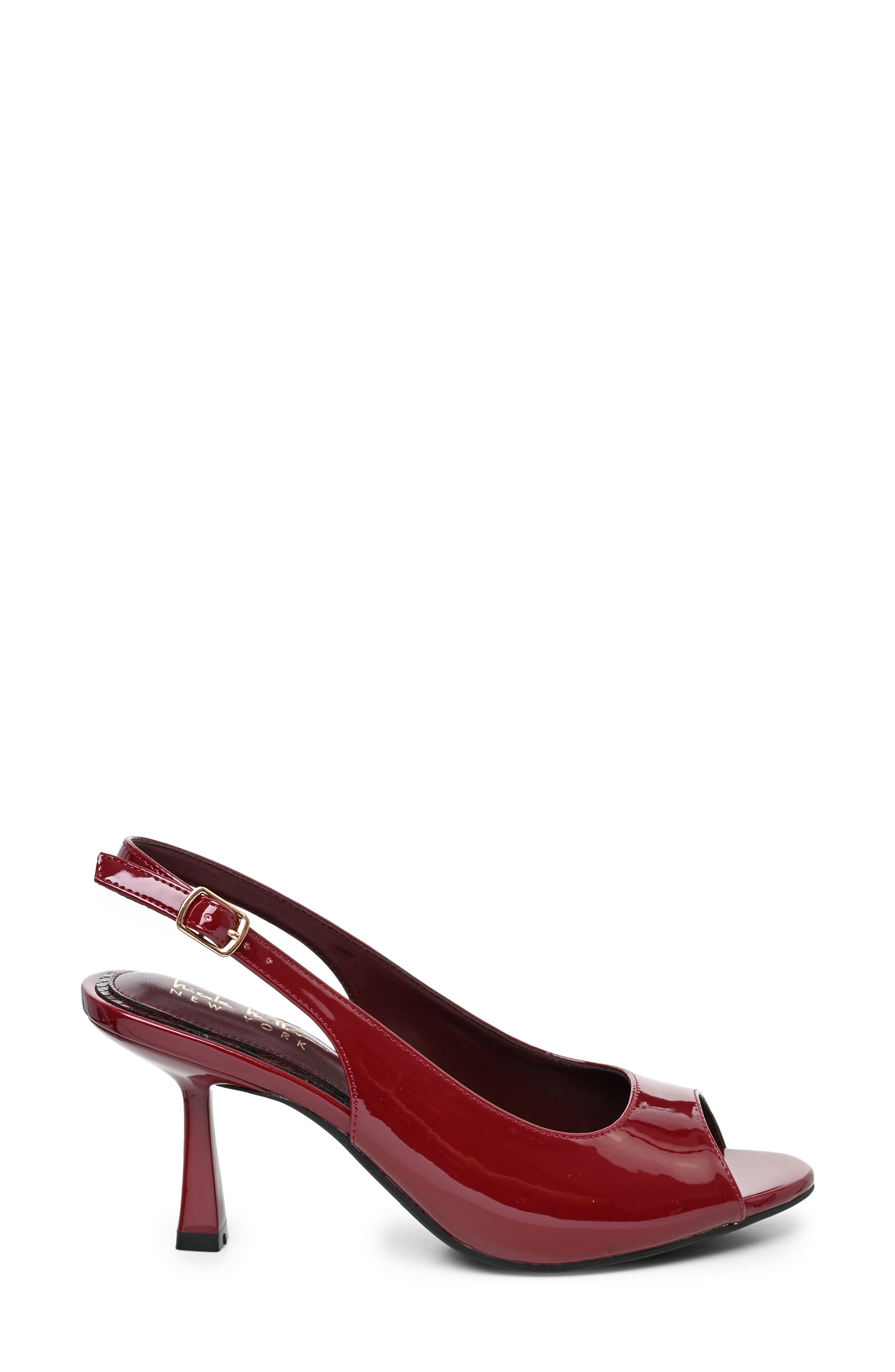 Peeps Crystal Peep Toe Slingback Pump, Alternate, color, BURGUNDY PATENT