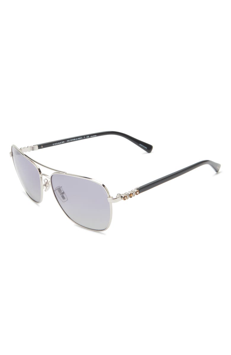 COACH 59mm Gradient Aviator Sunglasses, Alternate, color, Black Silver