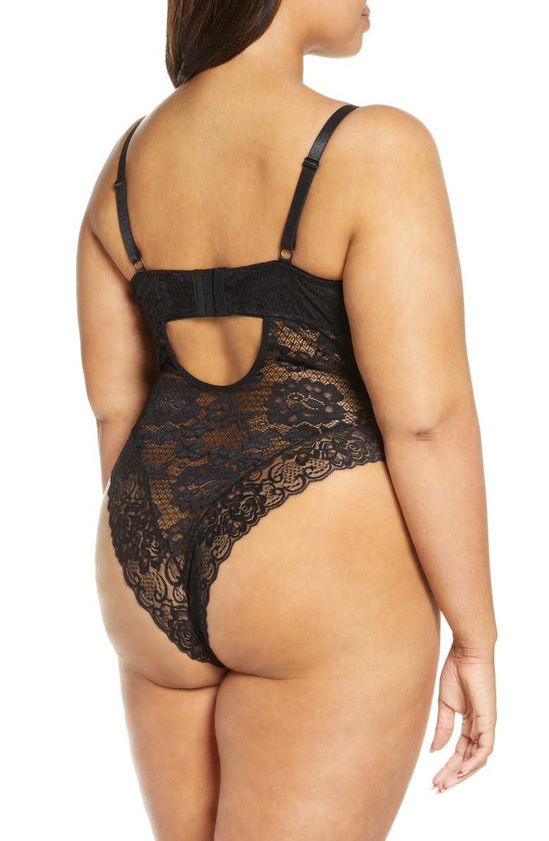 Oh La La Cheri High Leg Underwire Lace Teddy, Alternate, color,