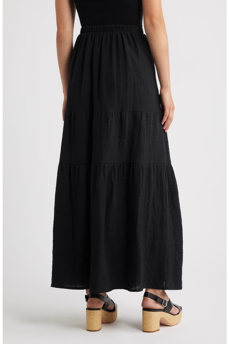 Tiered Cotton Maxi Skirt, Alternate, color, BLACK