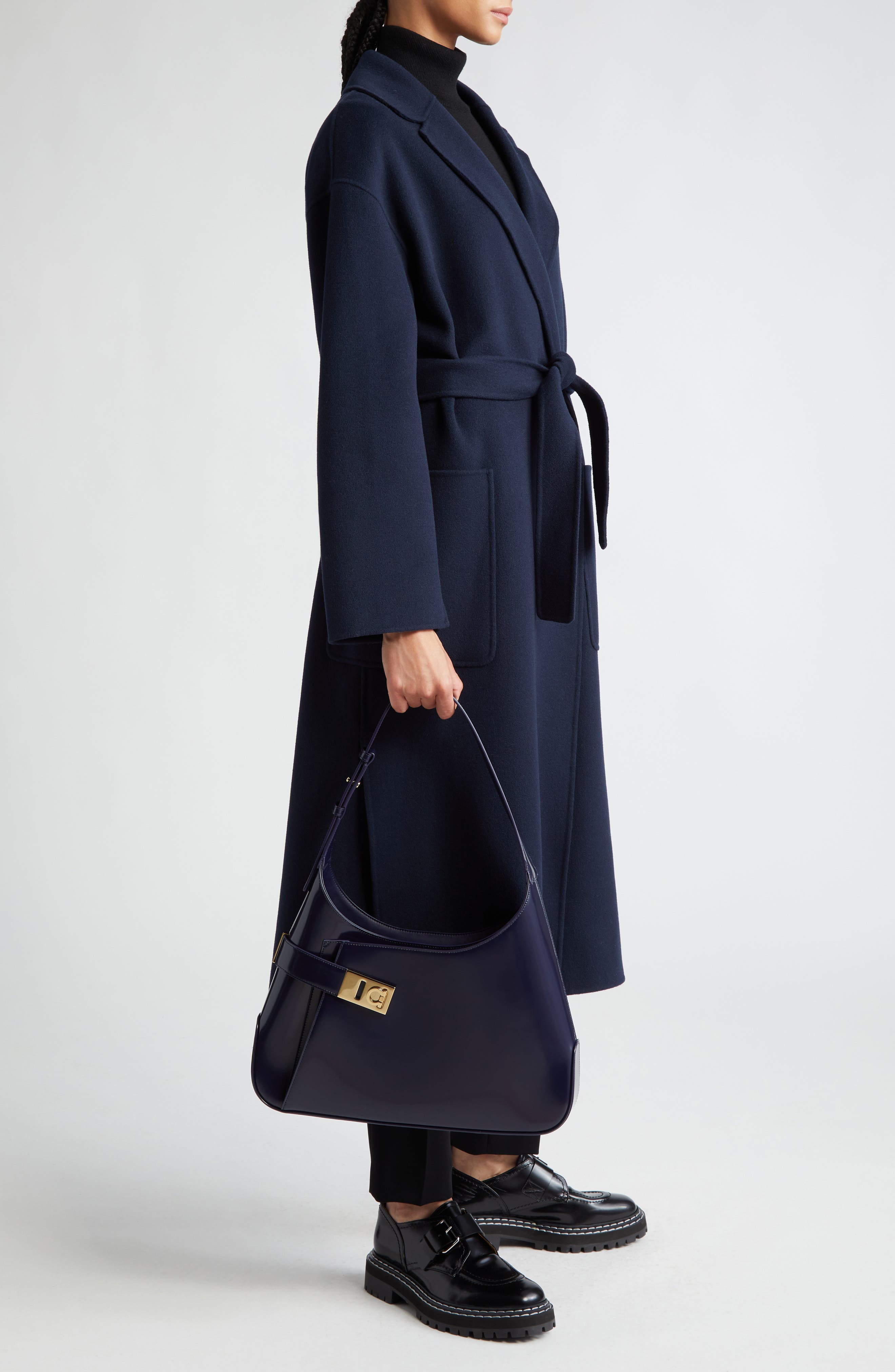 FERRAGAMO Large Archive Shoulder Bag, Alternate, color, Midnight