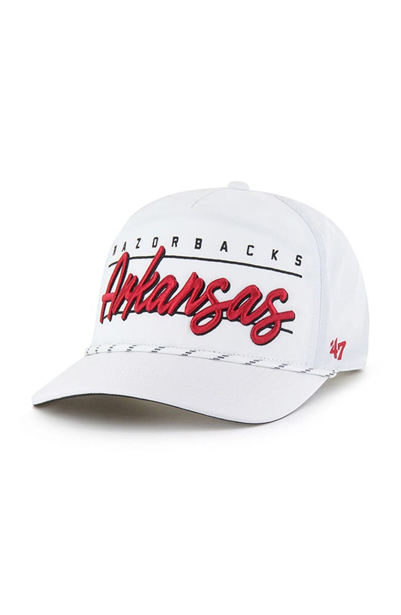 '47 Men's '47 White Arkansas Razorbacks Condor Hitch brrr° Adjustable Hat, Main, color, 