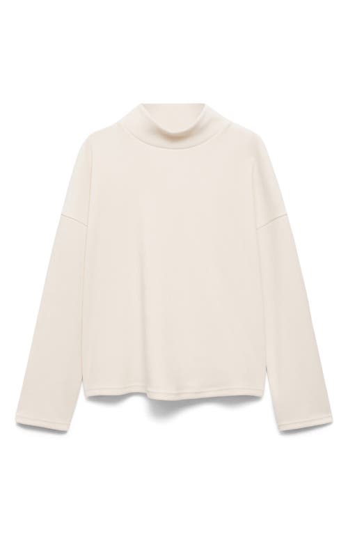 Shop Mango Mock Neck Corduroy Sweatshirt In Ecru