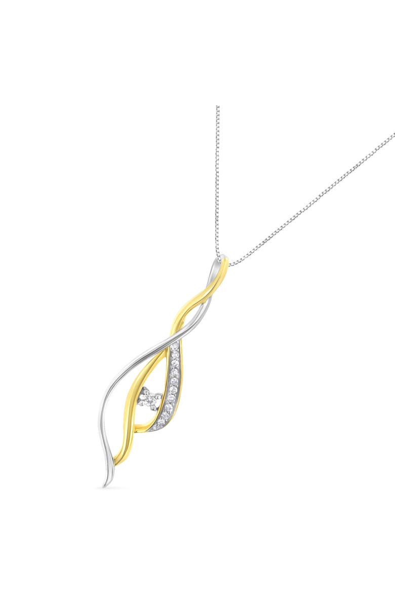 Haus of Brilliance Espira 10K Two-Tone Gold Round Cut Diamond Cascade Pendant Necklace, Alternate, color, Yellow