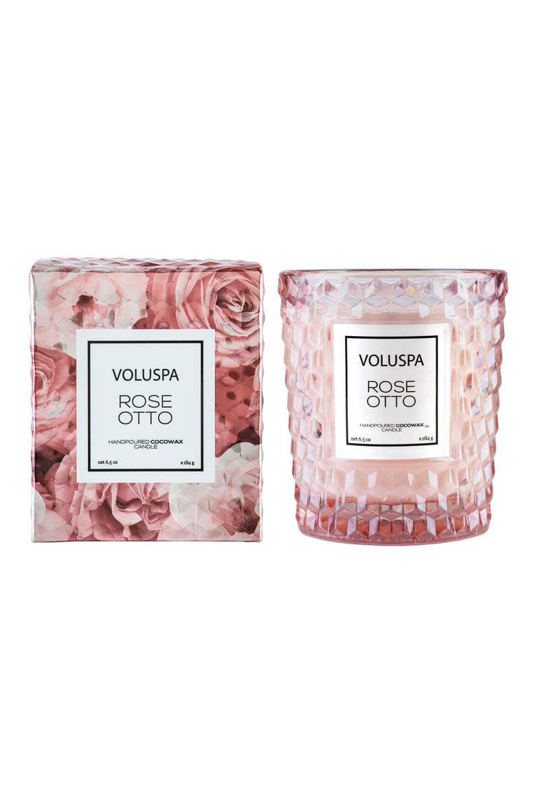 Roses Classic Textured Glass Candle, Alternate, color, ROSE OTTO