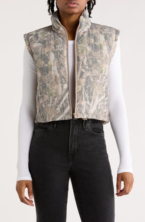 Camo Crop Puffer Vest