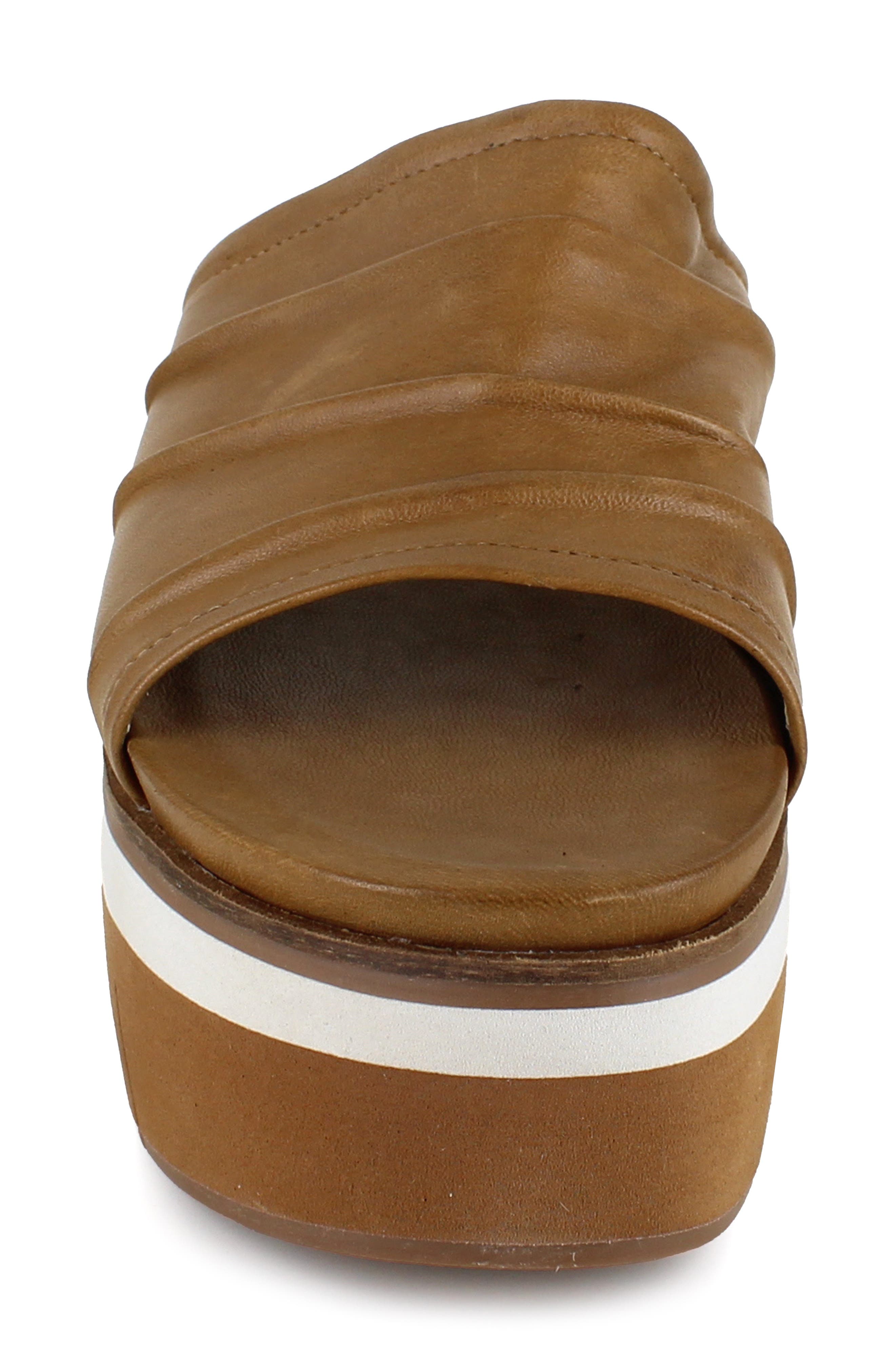 Kayci Scrunched Platform Slide Sandal, Alternate, color, TAN LEATHER