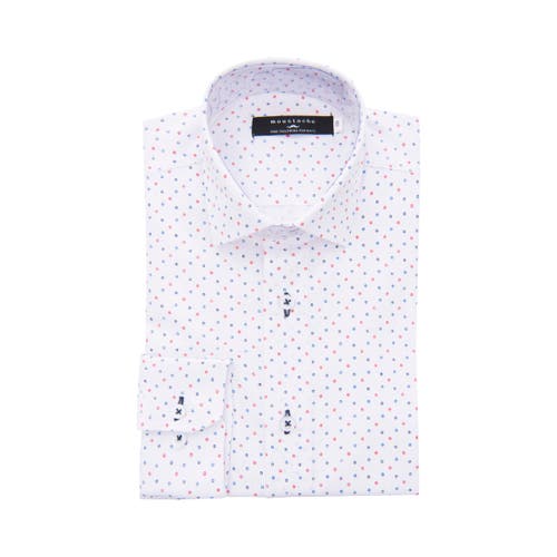 Moustache Printed Dress Shirt In White