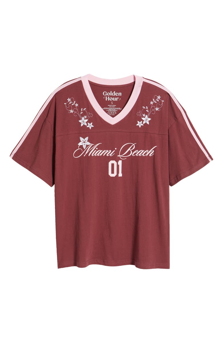 GOLDEN HOUR Miami Beach Cotton Graphic Football T-Shirt, Alternate, color, 