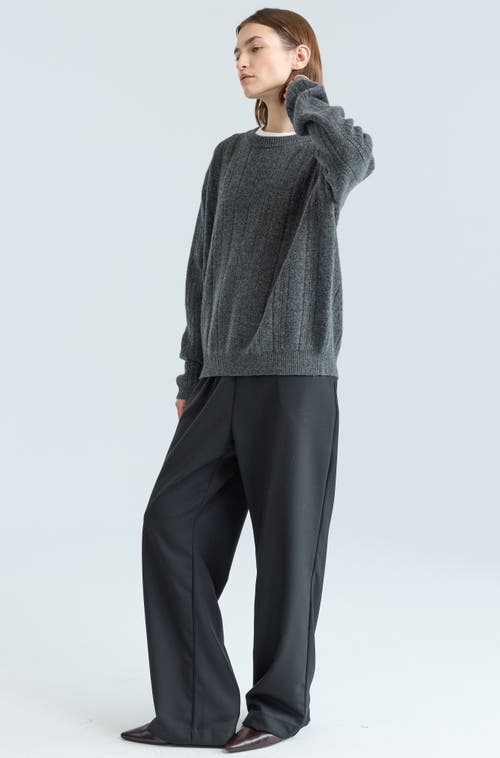 Almina Concept Ribbed Wool Crewneck Sweater In Gray