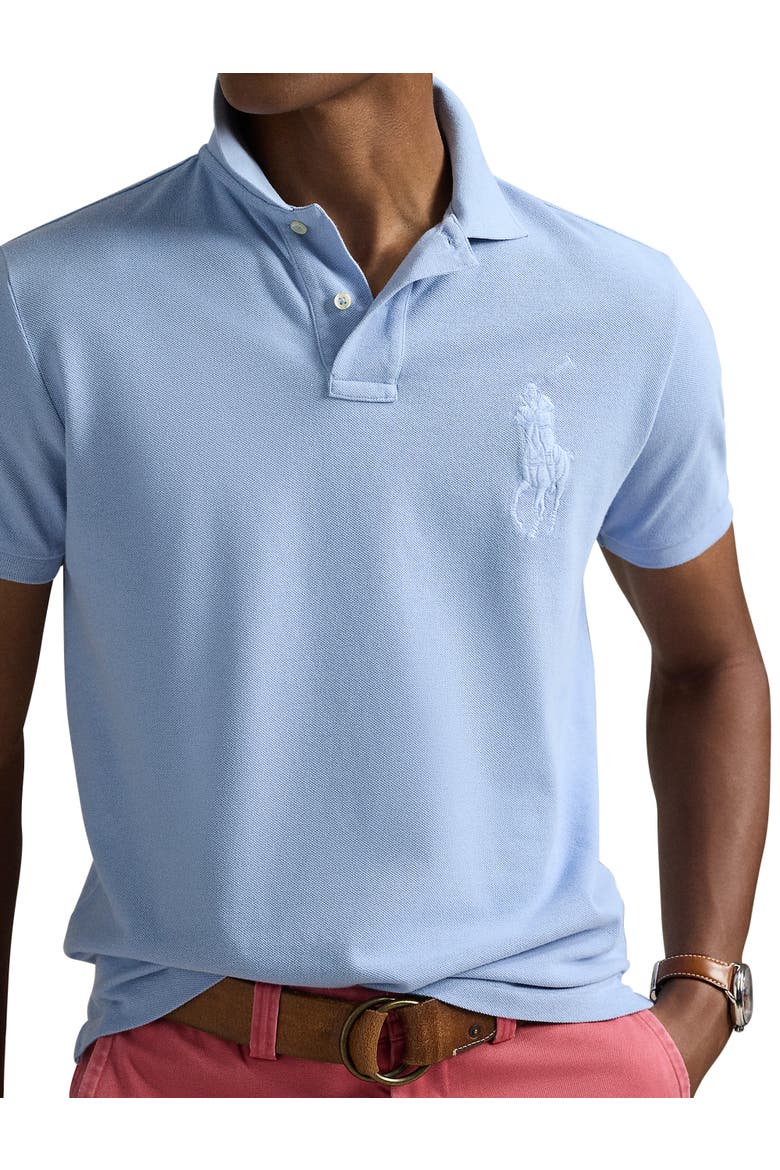 Big & Tall Big Pony Mesh Polo Shirt, Alternate, color, CHAMBRAY BLUE