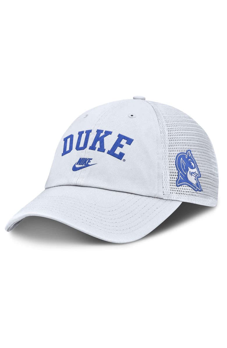Nike Men's Nike White Duke Blue Devils Club Legacy Adjustable Trucker Hat, Main, color,