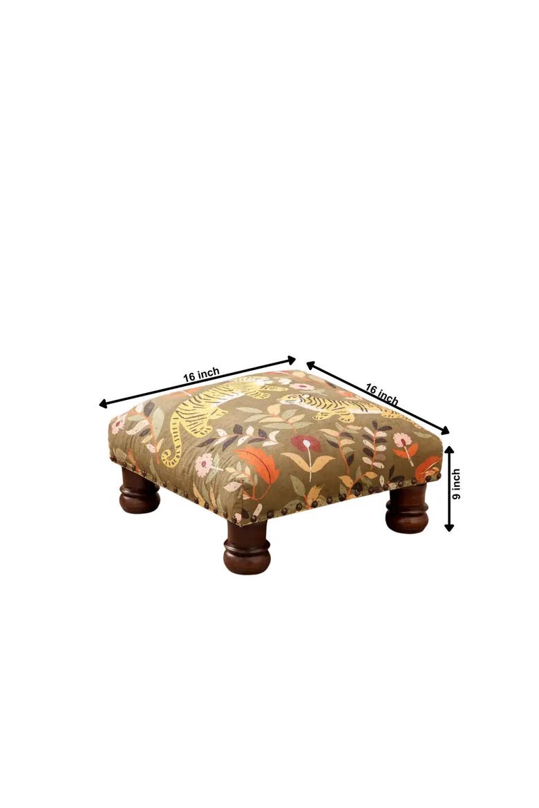 Botanical Tiger Foot Stool, Alternate, color, Grey