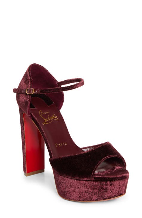 Burgundy platform fashion heels