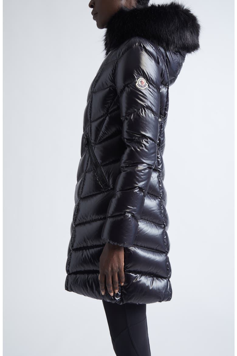 Fulmarus Hooded Down Puffer Jacket with Removable Faux Fur Trim, Alternate, color, BLACK