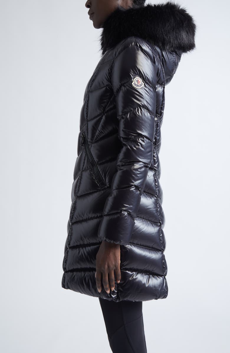 Moncler Fulmarus Hooded Down Puffer Jacket with Removable Faux Fur Trim, Alternate, color, Black