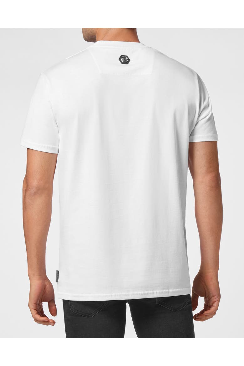 T-Shirt Round Neck Hexagon Men, Alternate, color, white/black