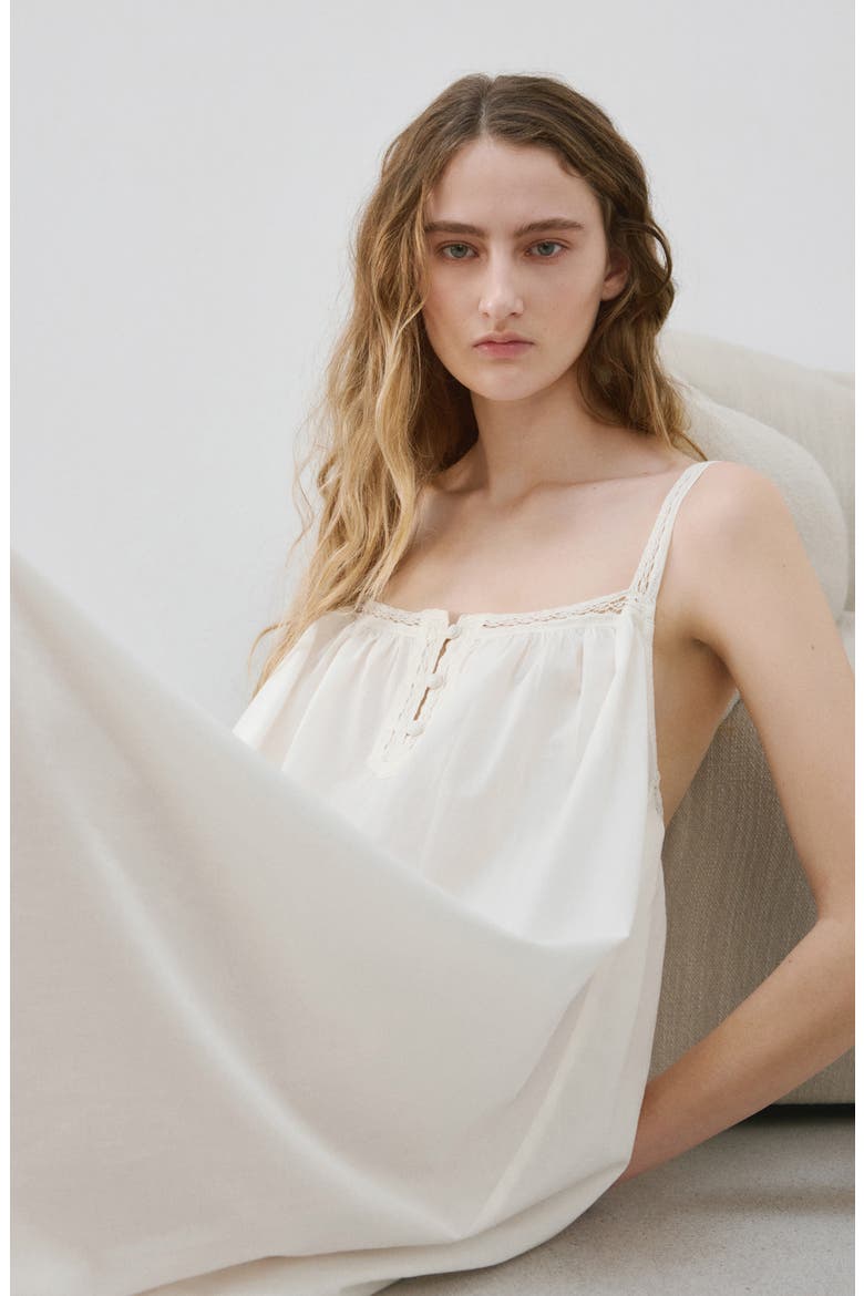 Lace Cotton Nightgown, Alternate, color, WHITE