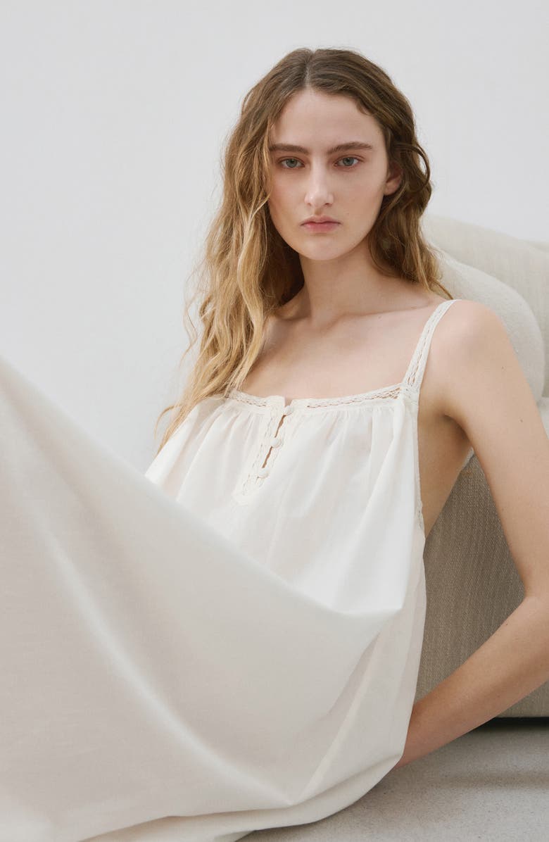 MANGO Lace Cotton Nightgown, Alternate, color, 