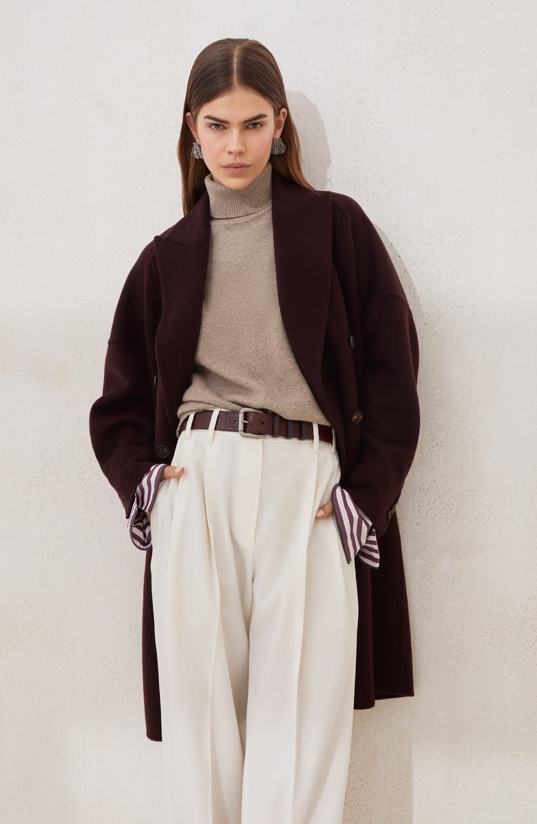 Brunello Cucinelli Handcrafted coat, Alternate, color, Burgundy