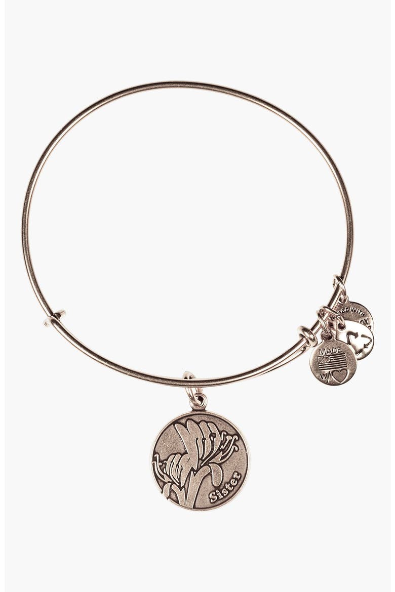 'Sister' Expandable Wire Bangle, Main, color, SILVER