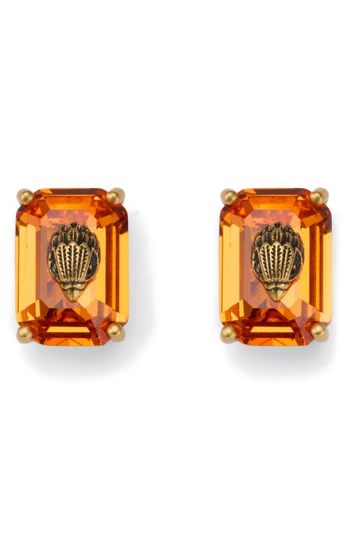 Kurt Geiger London Emerald Cut Crystal Stud Earrings In Brown