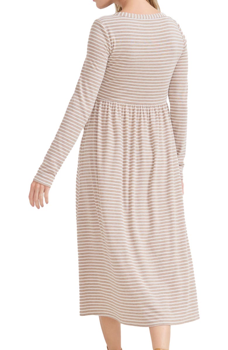 HATCH Collection The Softest Rib Stripe Nursing Dress, Alternate, color, Biscotti/Ivory Stripe