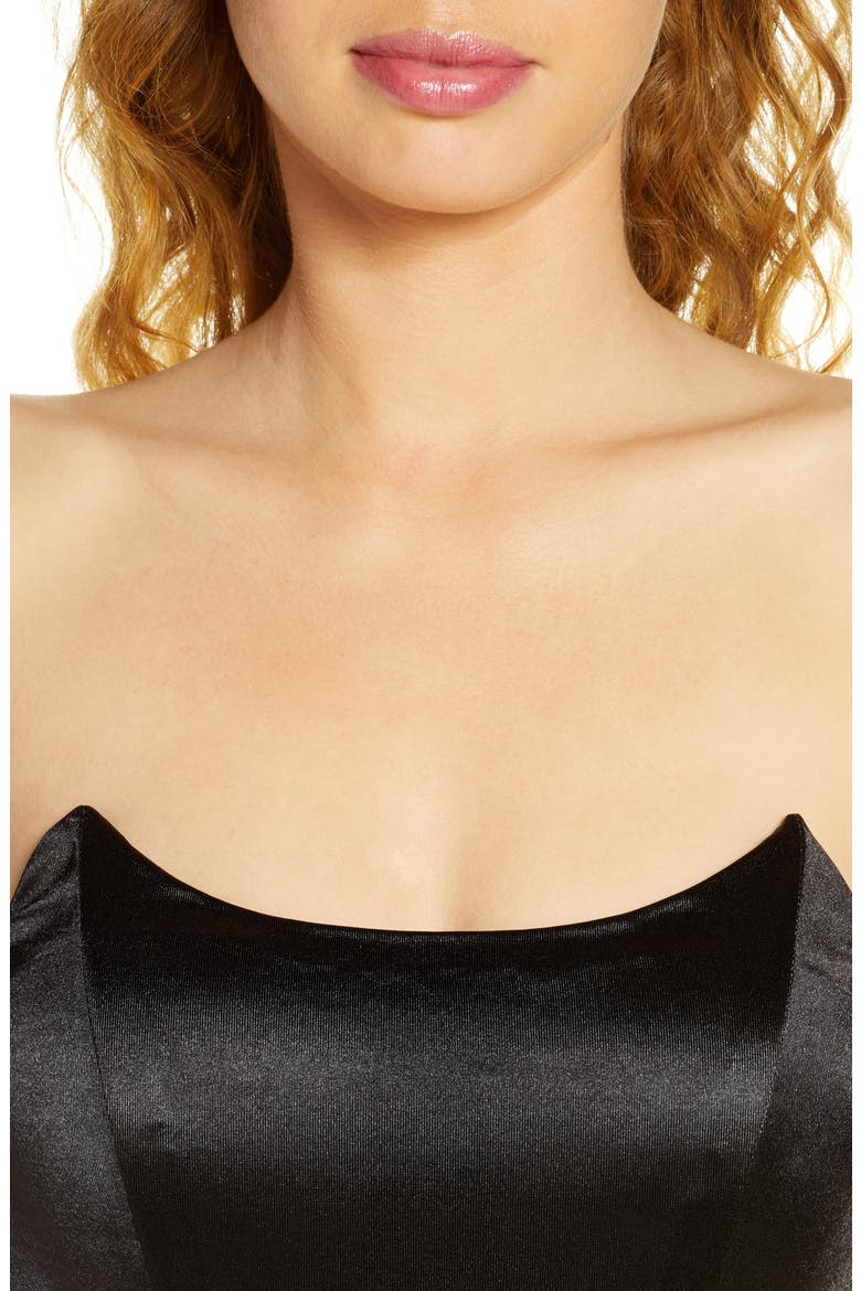 Malory Strapless Satin Cocktail Dress, Alternate, color, BLACK
