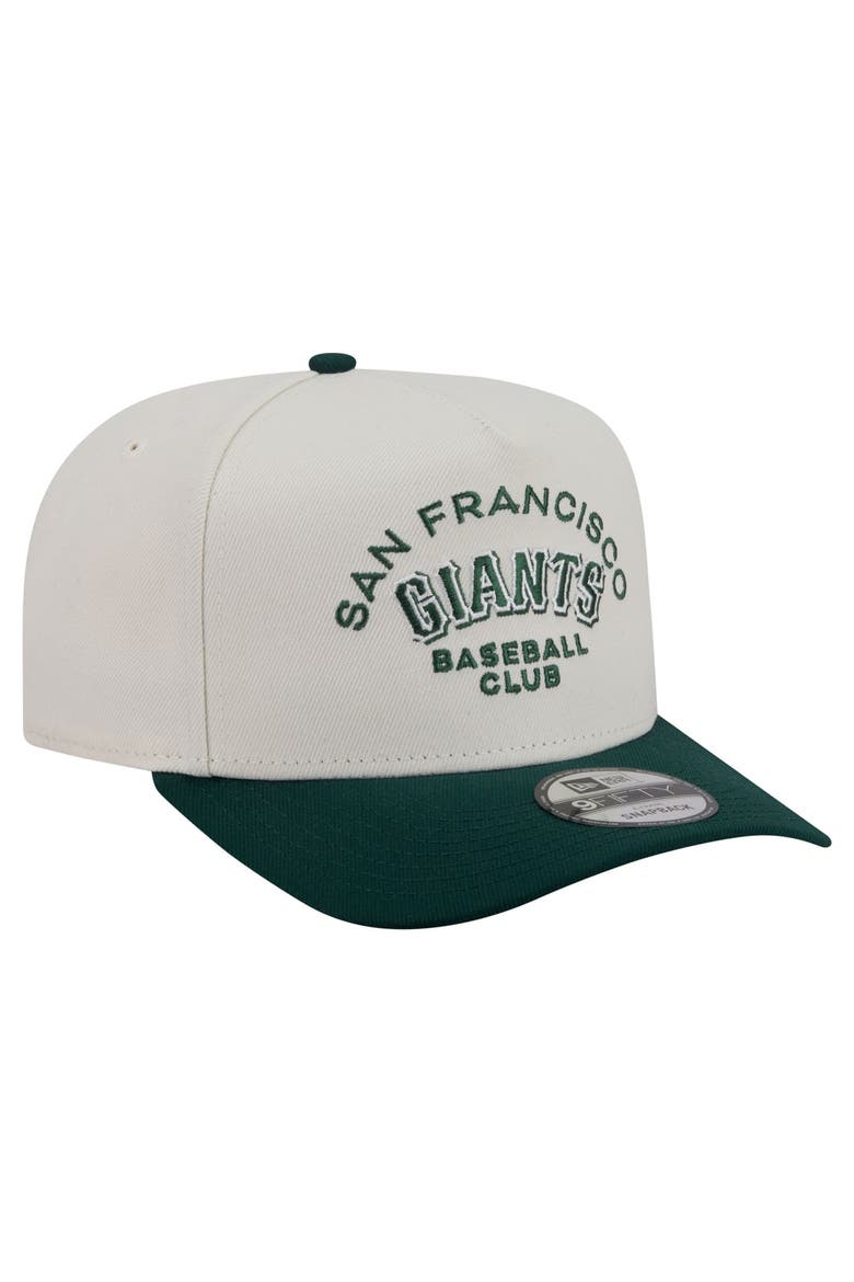 Men's New Era  Cream/Dark Green San Francisco Giants Chrome A-Frame 9FIFTY Snapback Hat, Alternate, color, Cream