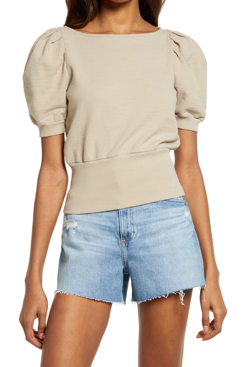 Walker Puff Sleeve Top, Main, color, DRY DUST