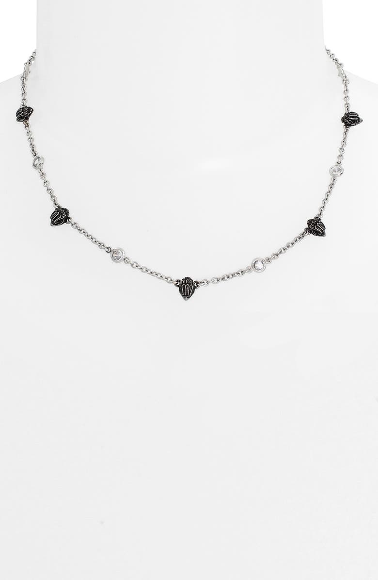 Kurt Geiger London Crystal & Eagle's Head Station Chain Necklace, Alternate, color, Crystal