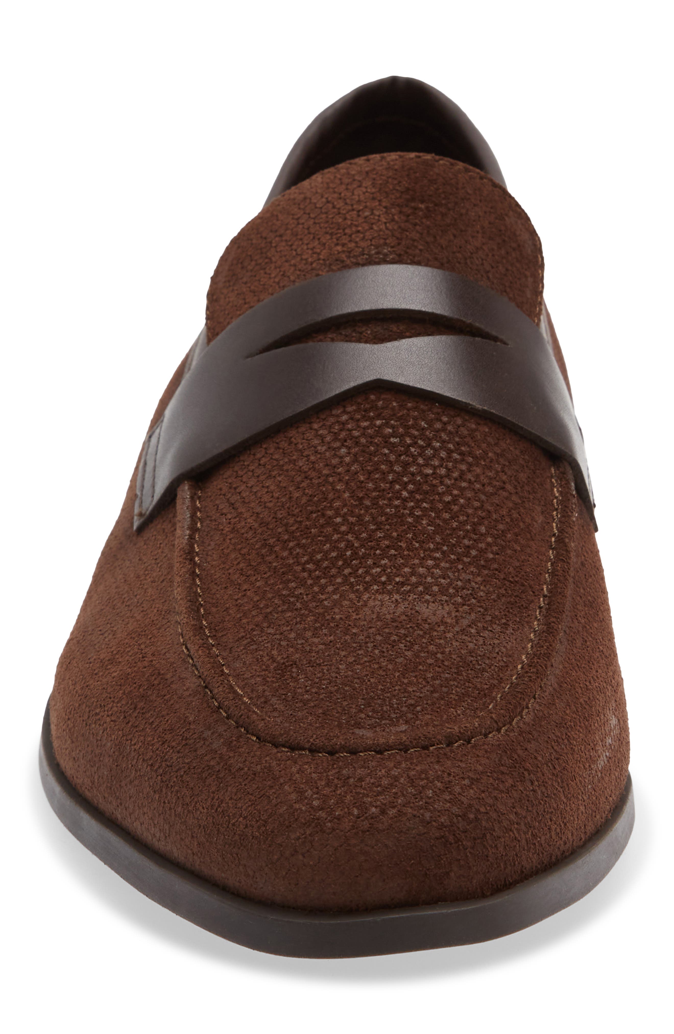 Pomona Penny Loafer, Alternate, color, DARK BROWN SUEDE