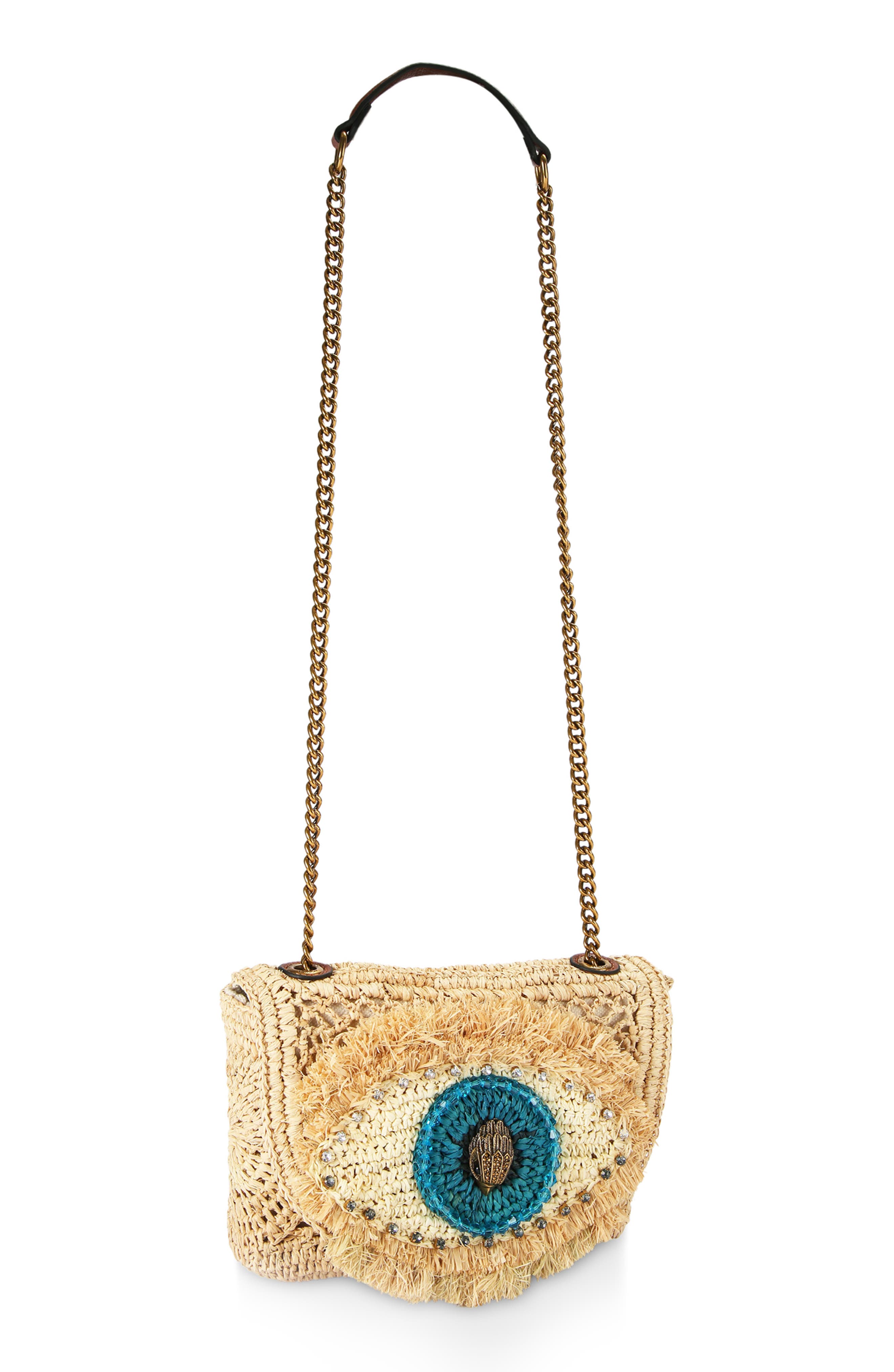 Kurt Geiger London Evil Eye Medium Kensington Raffia Shoulder Bag, Alternate, color, 