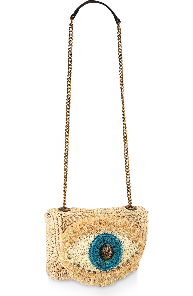 Kurt Geiger London Evil Eye Medium Kensington Raffia Shoulder Bag, Alternate, color,