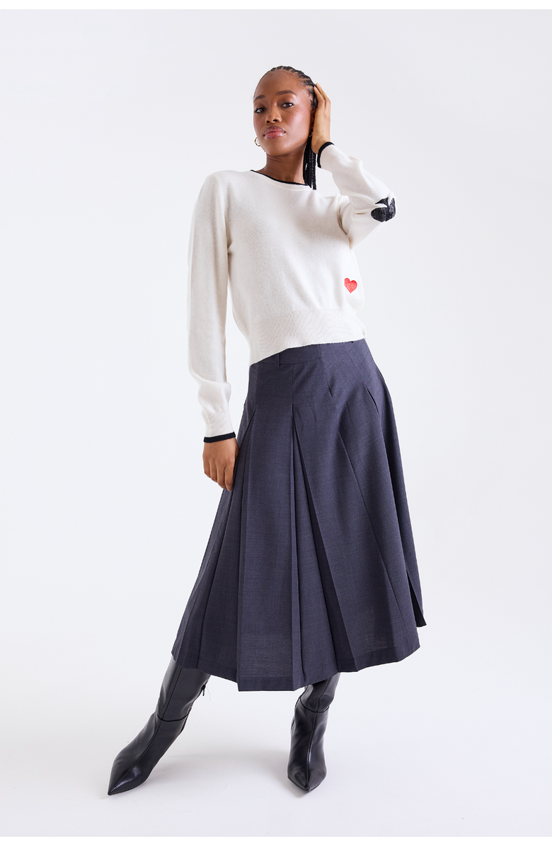 Brodie Pure Cashmere Hearts Crew Neck 100% Cashmere Sweater, Alternate, color, Organic White