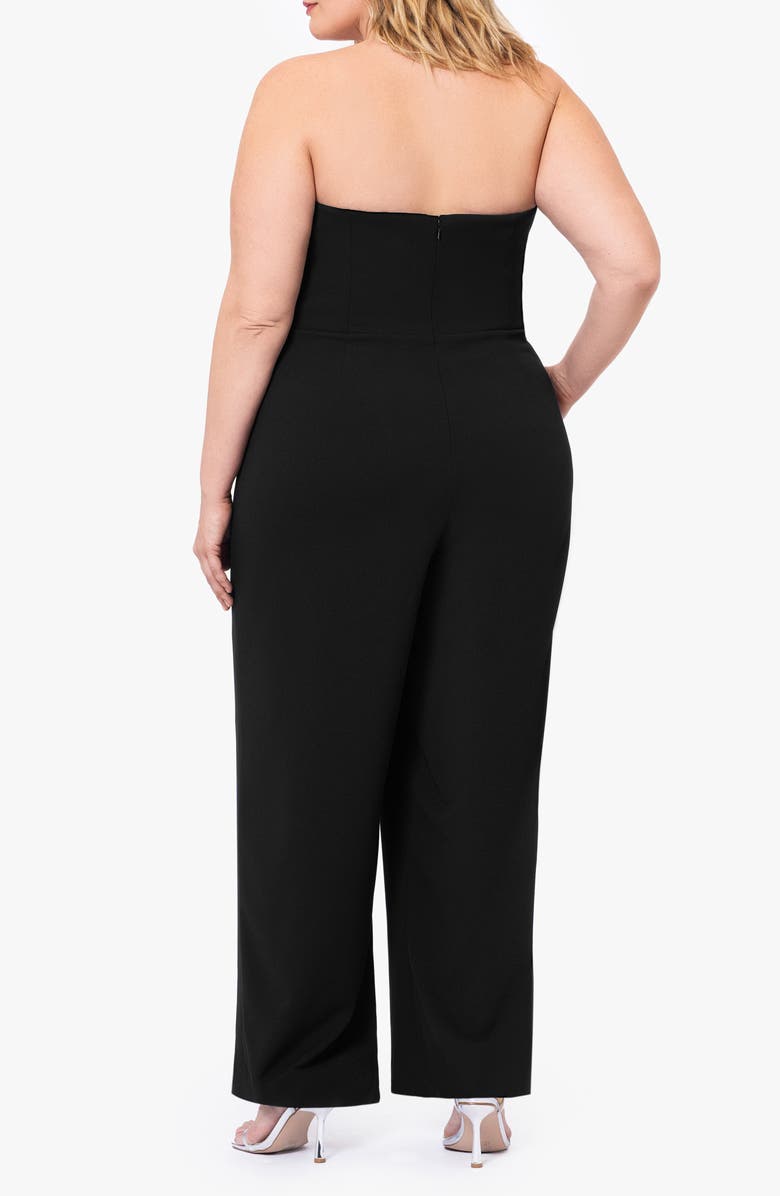 Betsy & Adam Strapless Tuxedo Jumpsuit, Alternate, color, Black
