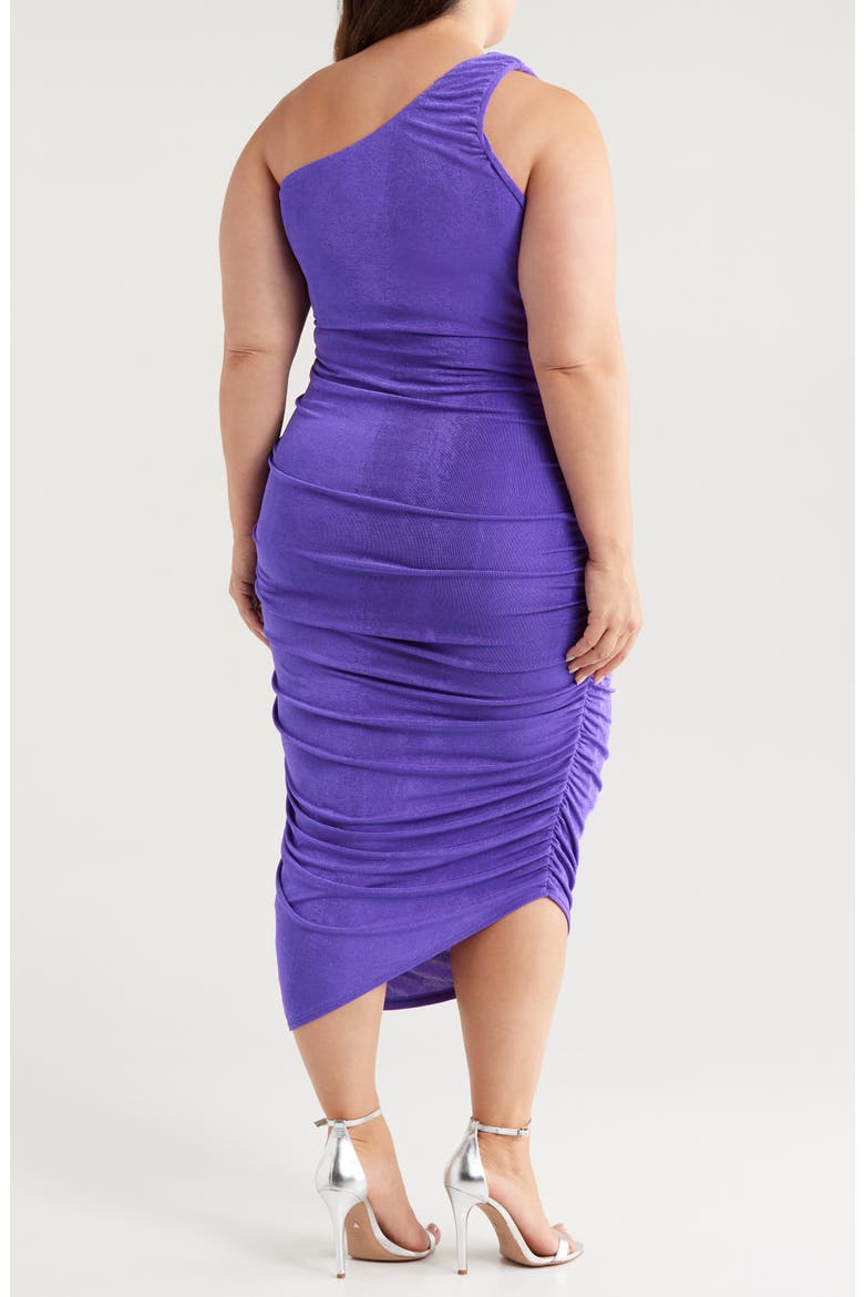 One-Shoulder Asymmetric Body-Con Midi Dress, Alternate, color, PURPLE