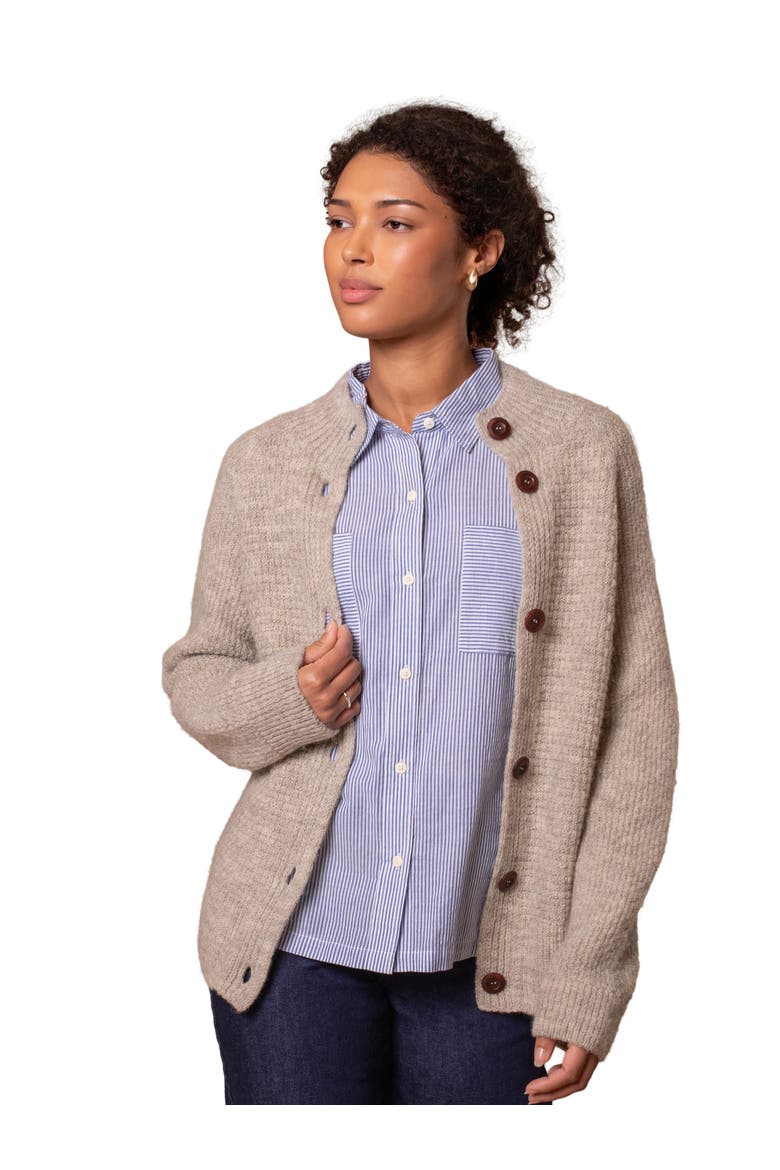 British Wool Moss Stitch Cardigan, Alternate, color, Undyed Taupe