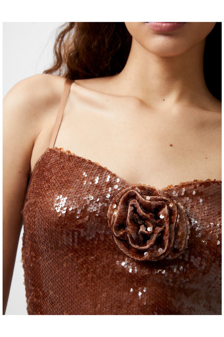 Beatrice Sequin Rosette Maxi Dress, Alternate, color, BROWN SEQUIN
