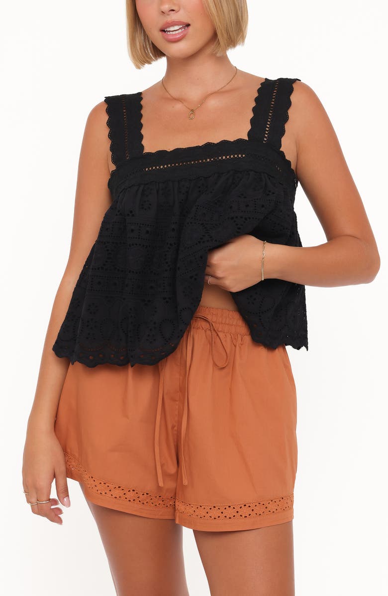 Petal & Pup Austin Cotton Drawstring Shorts, Alternate, color, Rust