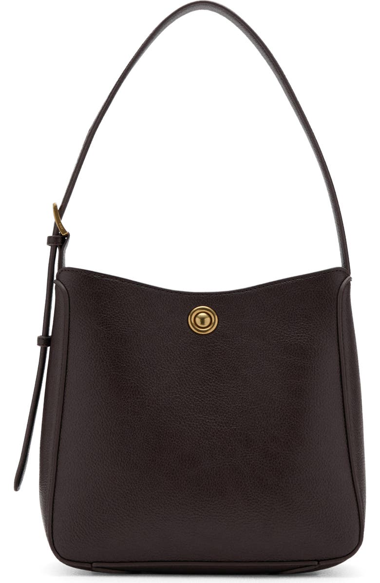 MANGO Medium Faux Leather Bucket Bag, Main, color, Chocolate