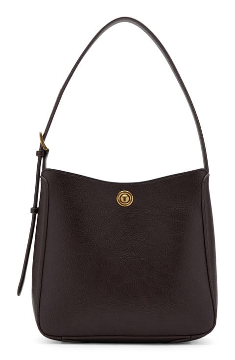 Medium Faux Leather Bucket Bag