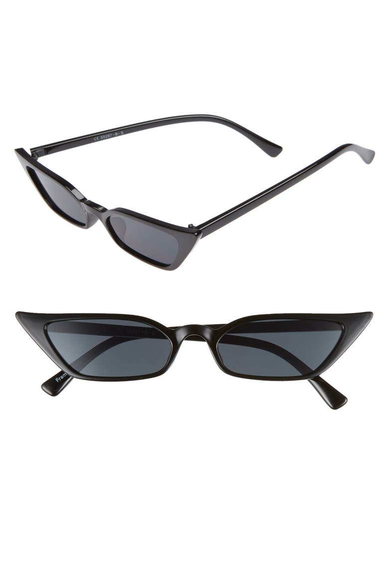 52mm Cat Eye Sunglasses, Main, color, BLACK/ SMOKE LENS