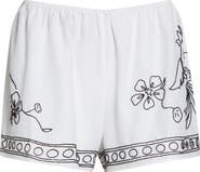 Bode Beaded Cockatoo Cotton & Silk Poplin Tap Shorts